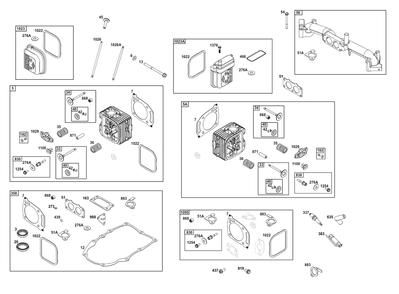 Cylinder Head Group Diagram and Parts List for 385777-0010-B5  Briggs and Stratton Engine